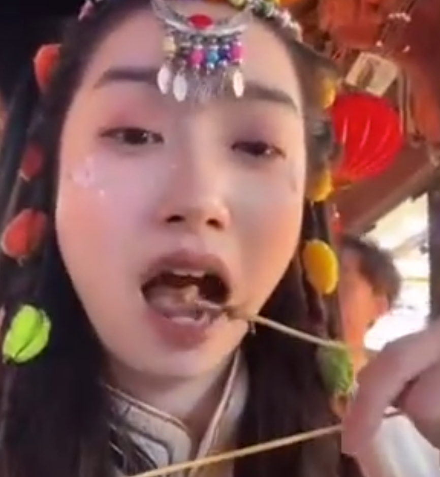 女子去丽江旅游花60元钱,在云南买2串烧烤仅8只虫